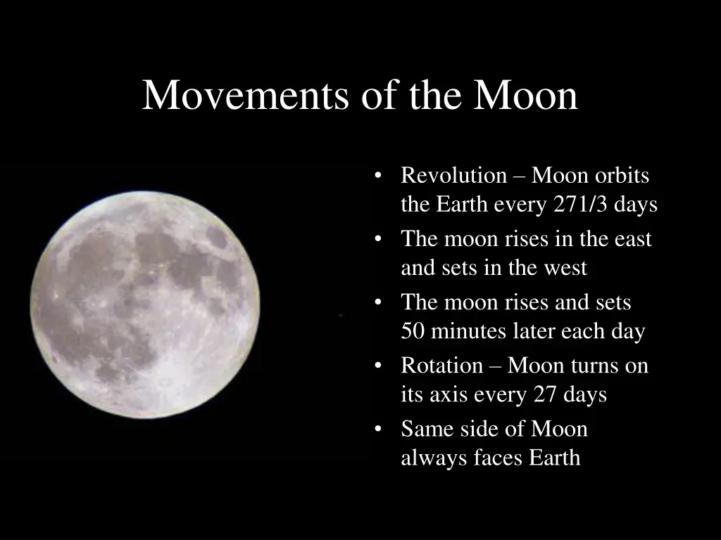 movements of the moon