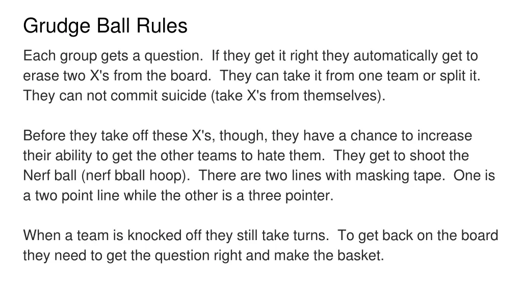 grudge ball rules