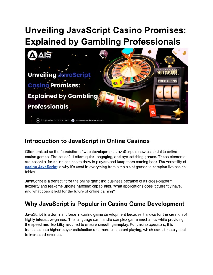 unveiling javascript casino promises explained