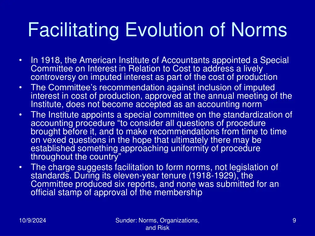 facilitating evolution of norms