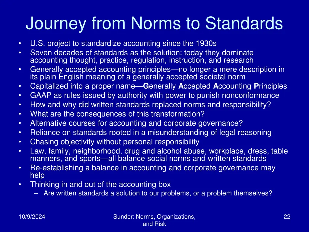 journey from norms to standards