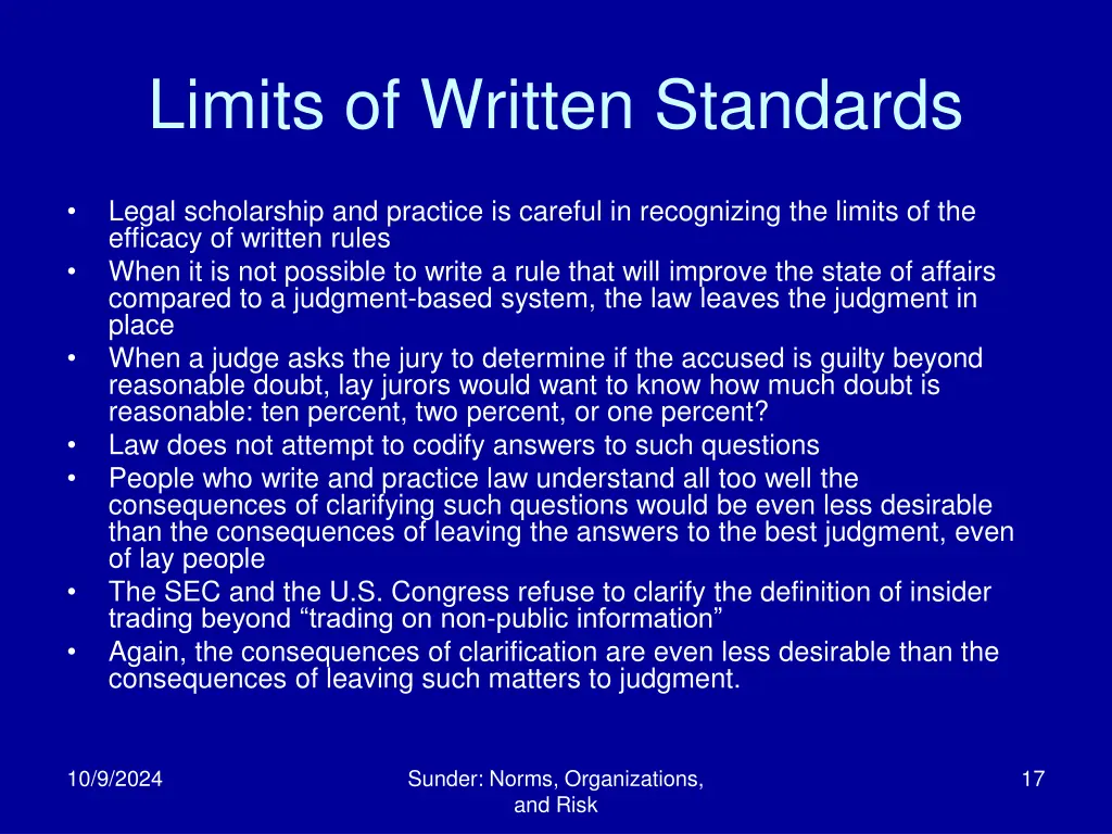 limits of written standards