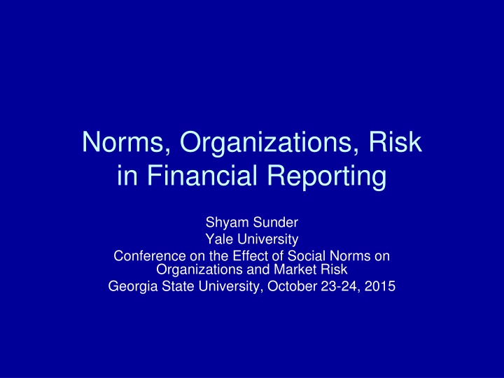 norms organizations risk in financial reporting