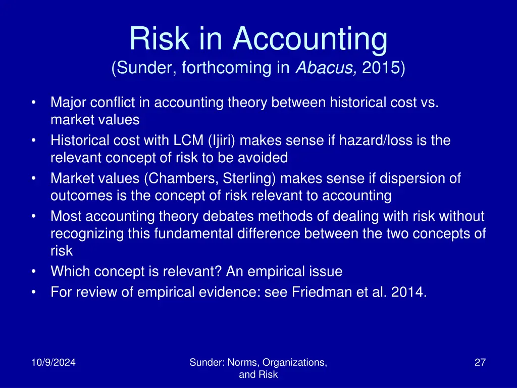 risk in accounting sunder forthcoming in abacus