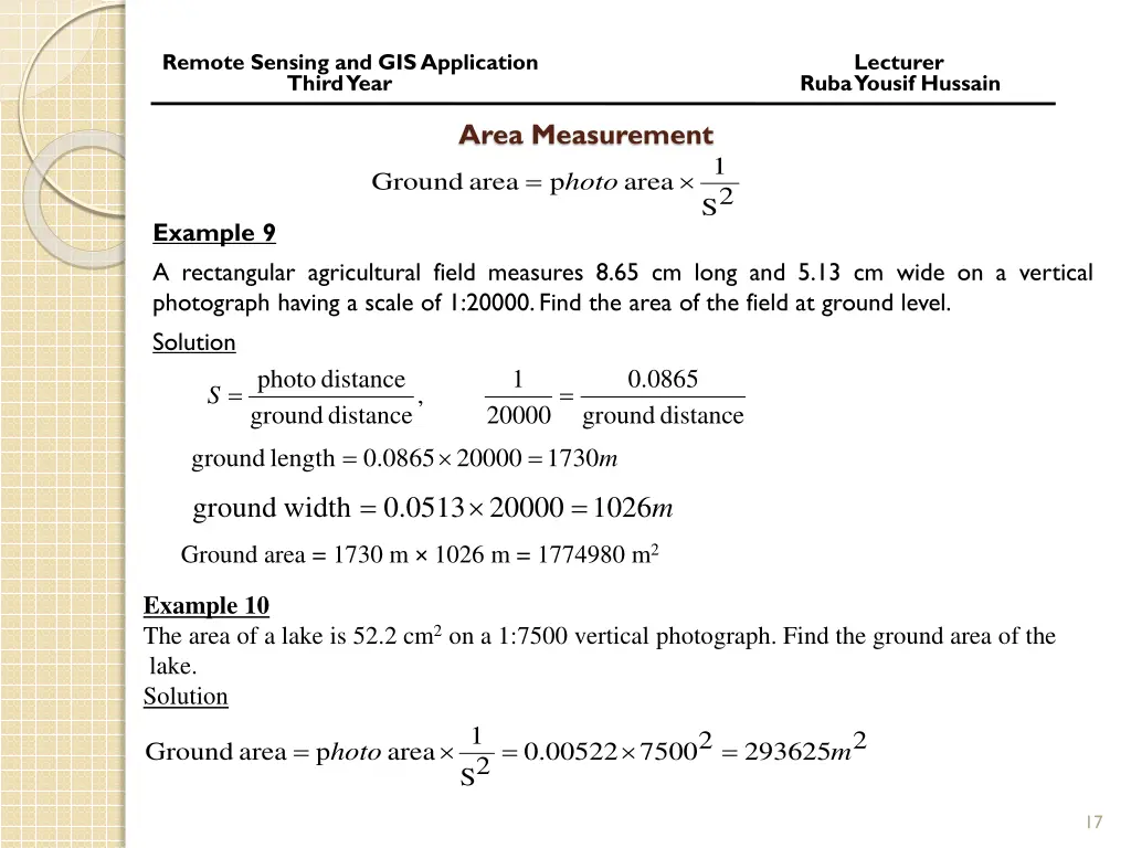 remote sensing and gis application lecturer third 15