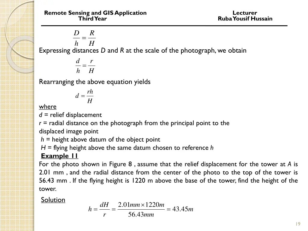 remote sensing and gis application lecturer third 17