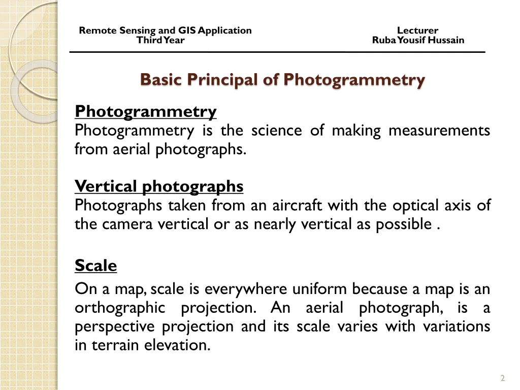 remote sensing and gis application lecturer third