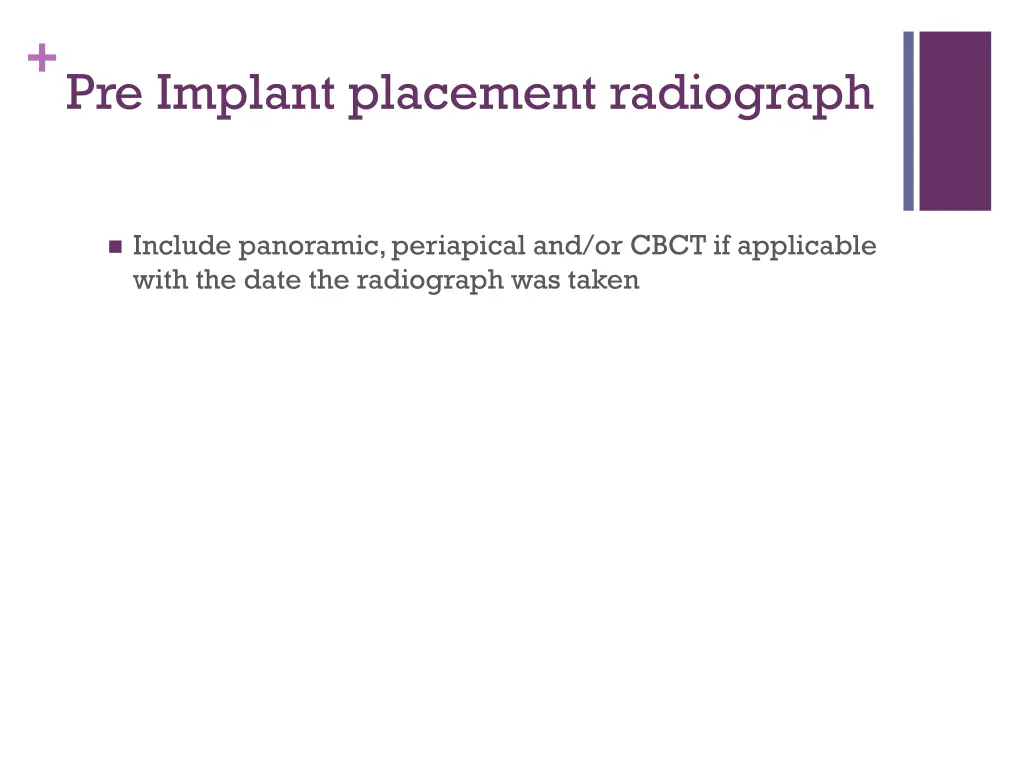 pre implant placement radiograph