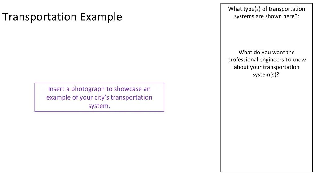 what type s of transportation systems are shown