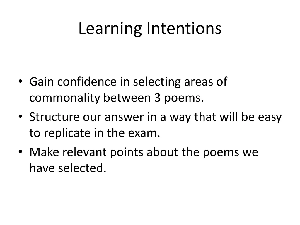 learning intentions