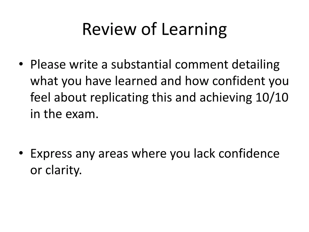 review of learning