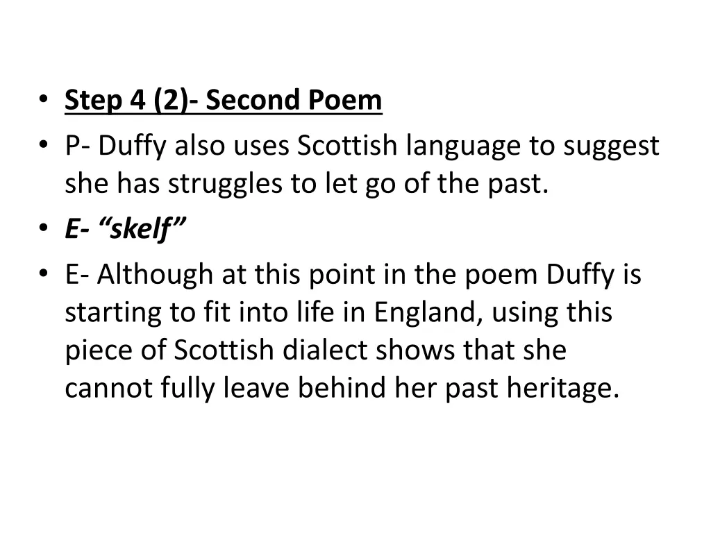 step 4 2 second poem p duffy also uses scottish