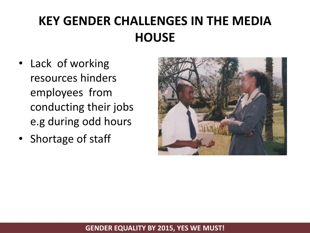 key gender challenges in the media house