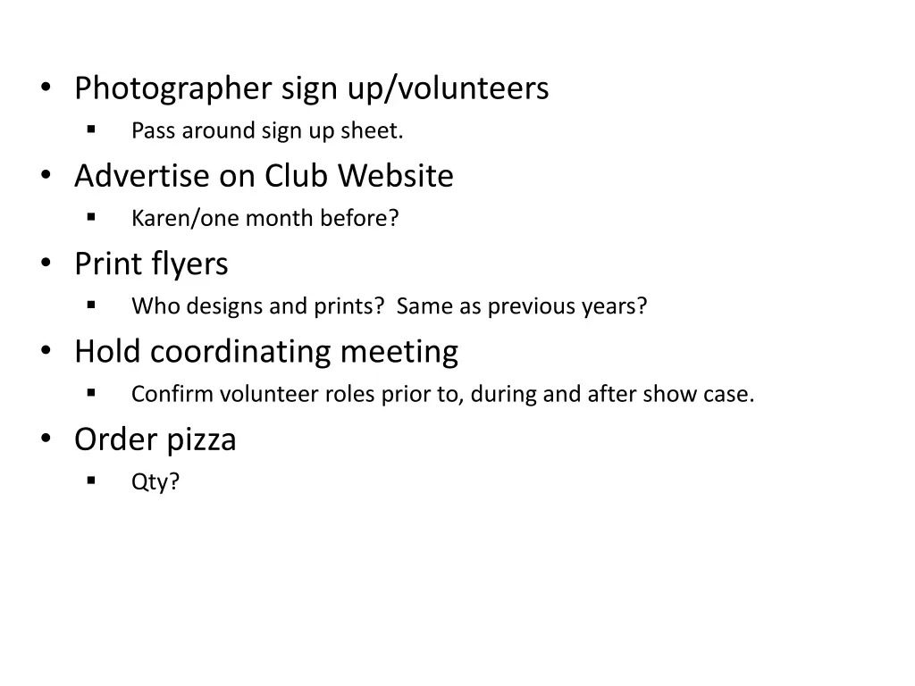 photographer sign up volunteers pass around sign