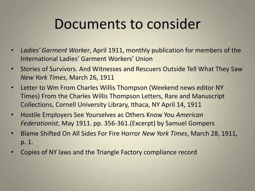 documents to consider