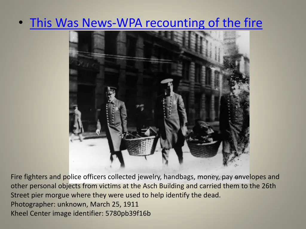 this was news wpa recounting of the fire