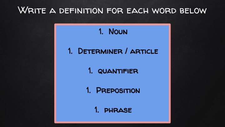 write a definition for each word below