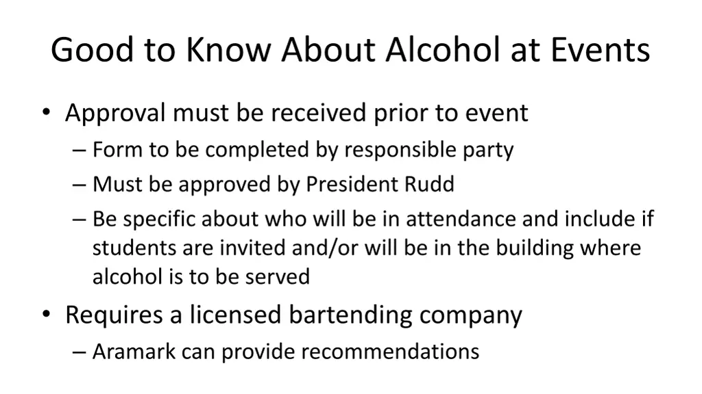 good to know about alcohol at events