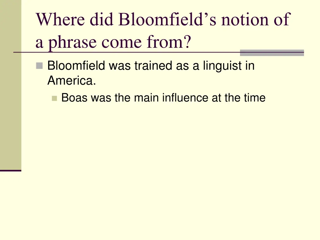 where did bloomfield s notion of a phrase come