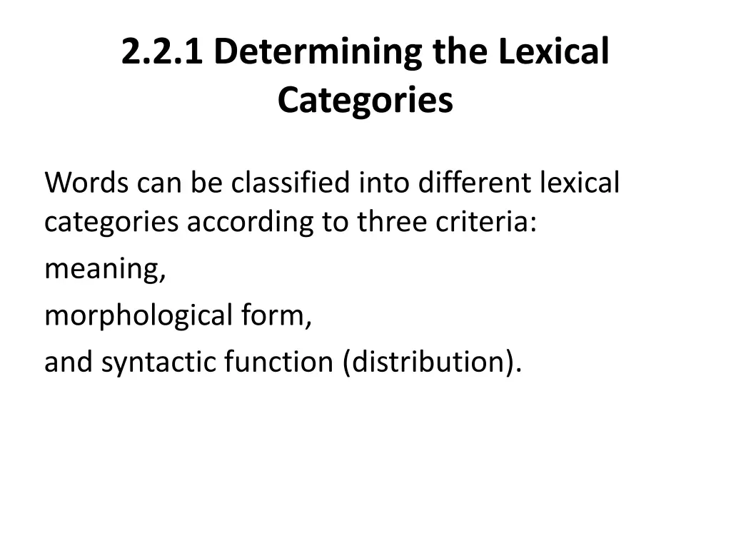 2 2 1 determining the lexical categories