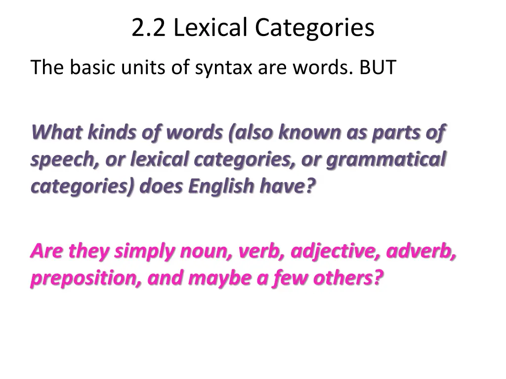 2 2 lexical categories