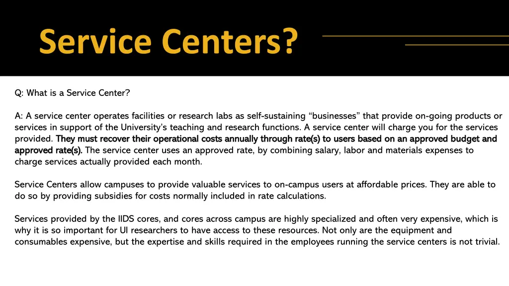 service centers