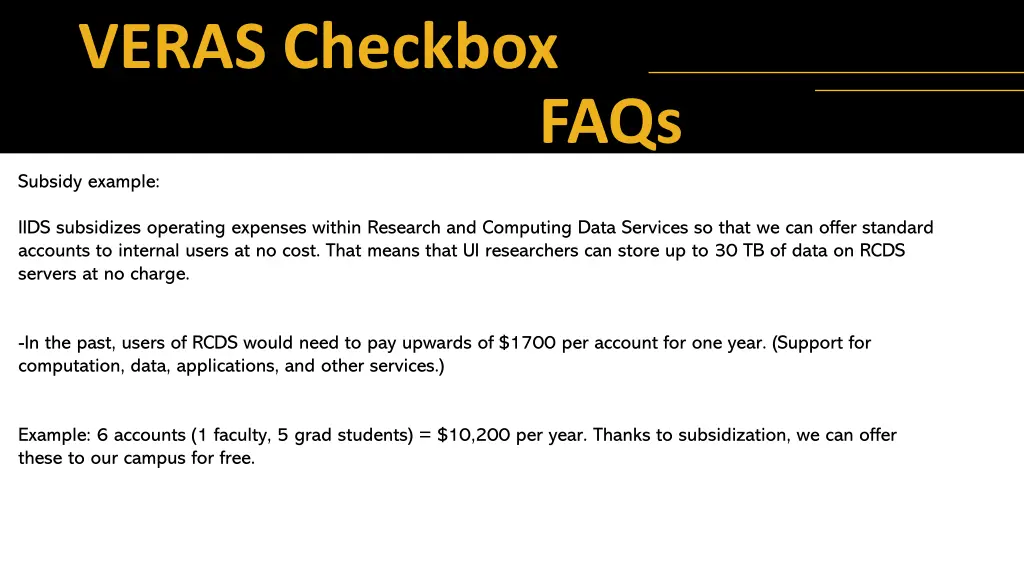 veras checkbox faqs