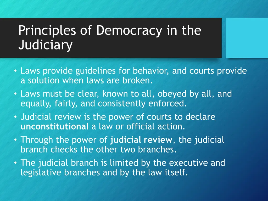 principles of democracy in the judiciary