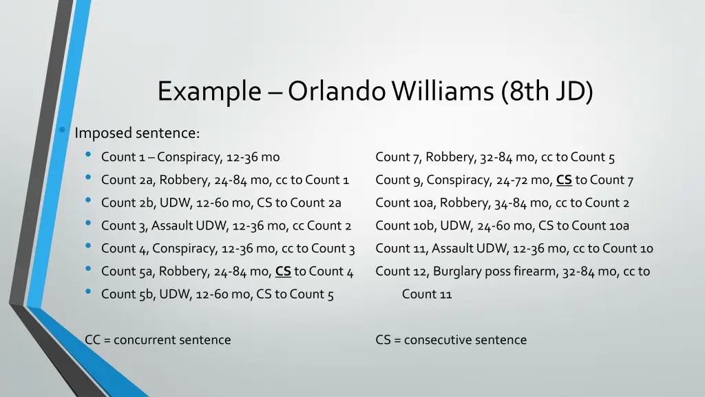 example orlando williams 8th jd imposed sentence