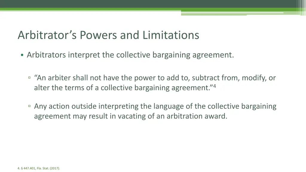 arbitrator s powers and limitations