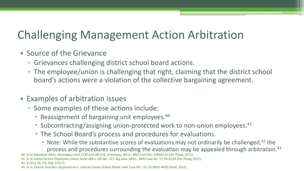 challenging management action arbitration