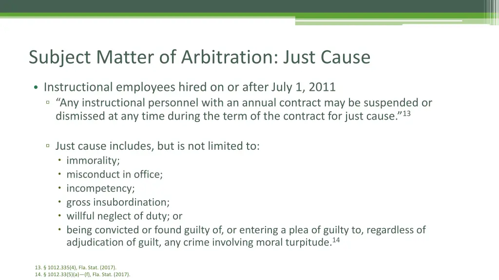 subject matter of arbitration just cause 1