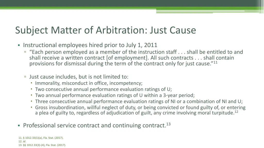 subject matter of arbitration just cause