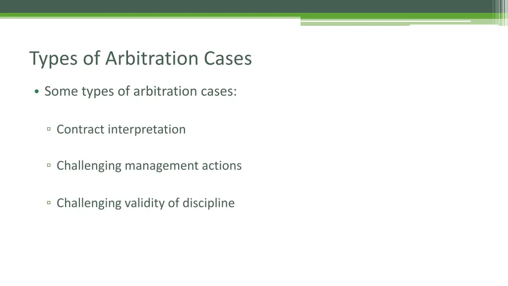 types of arbitration cases