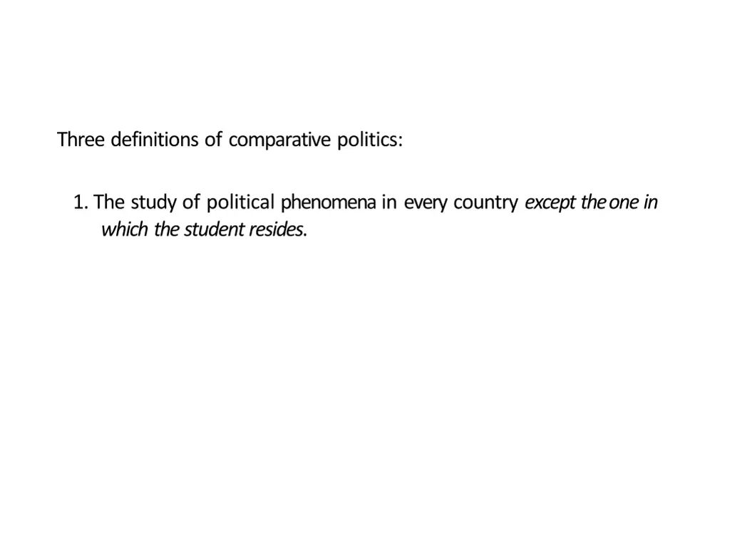 three definitions of comparative politics