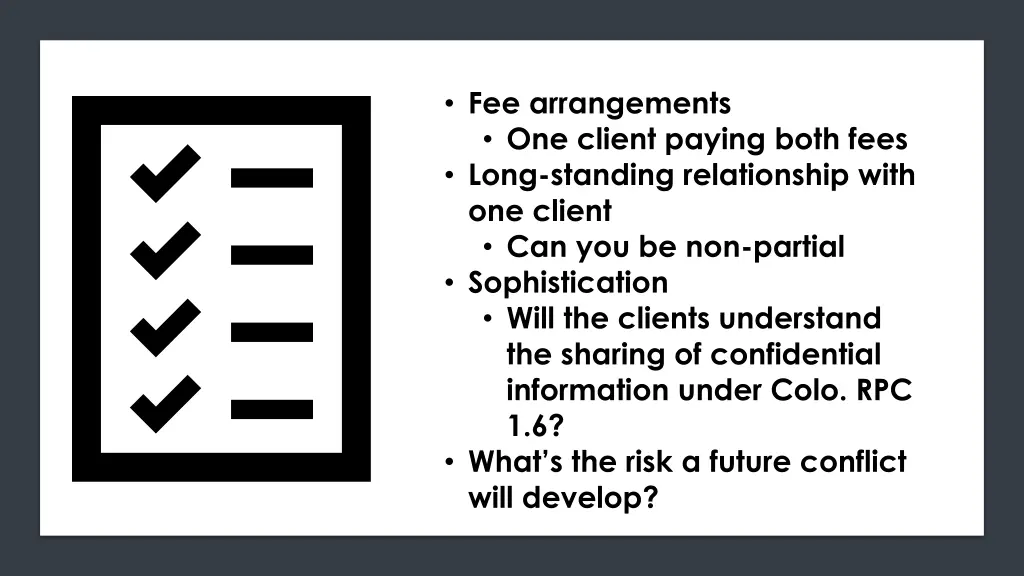 fee arrangements one client paying both fees long