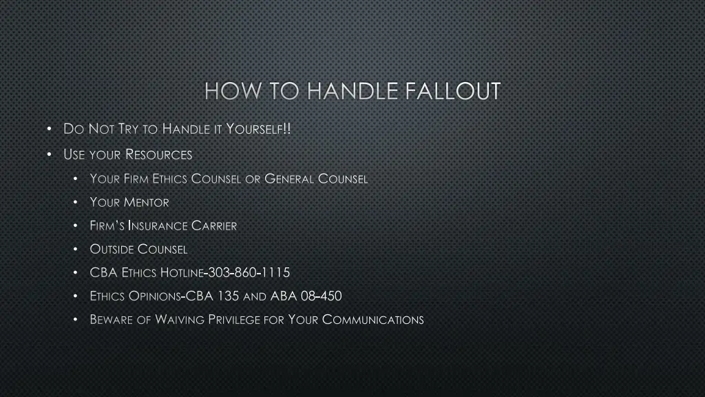 how to handle fallout