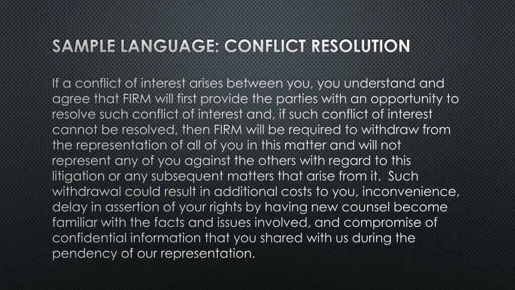 sample language conflict resolution