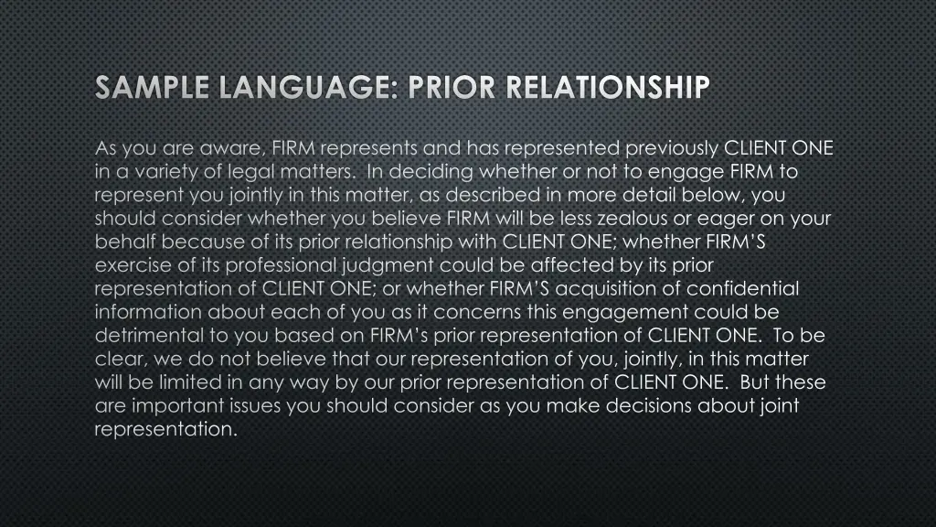 sample language prior relationship