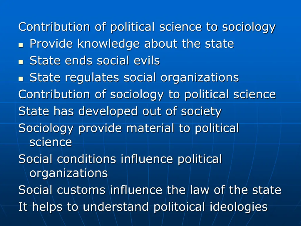 contribution of political science to sociology