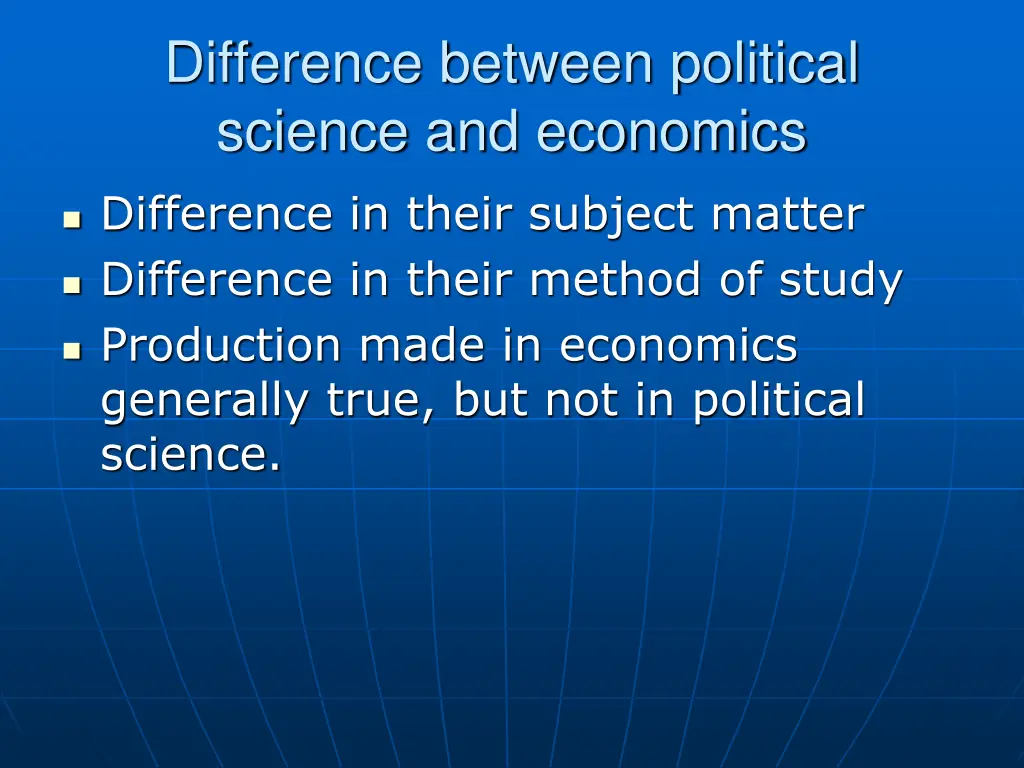 difference between political science and economics