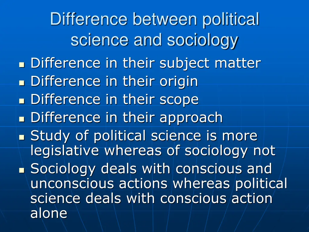 difference between political science and sociology