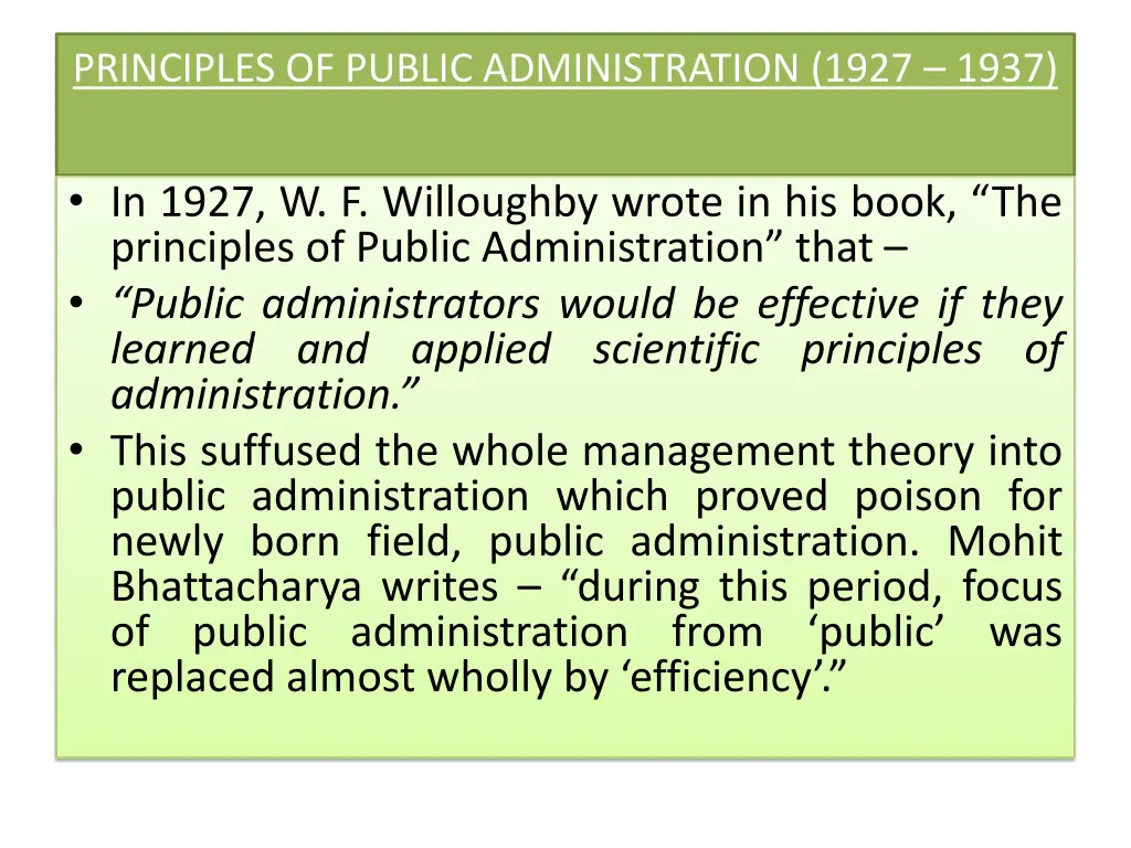 principles of public administration 1927 1937