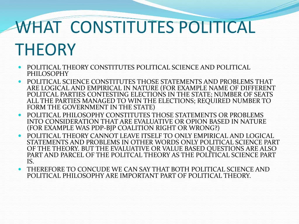 what constitutes political theory