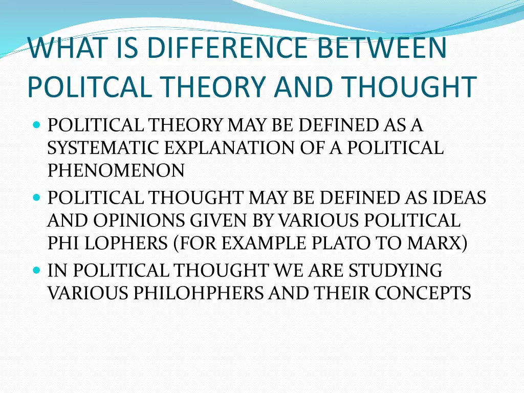 what is difference between politcal theory