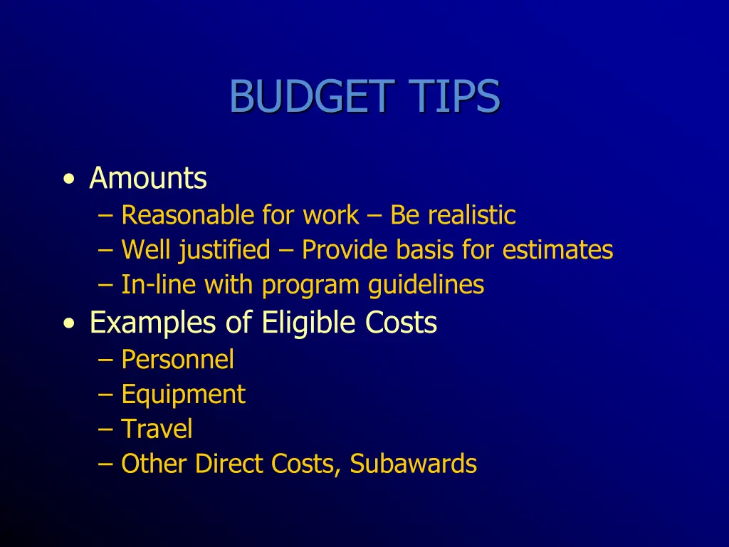 budget tips