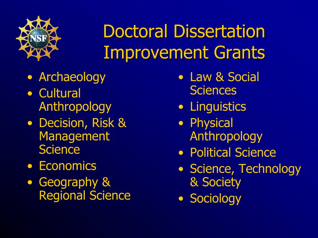 doctoral dissertation improvement grants