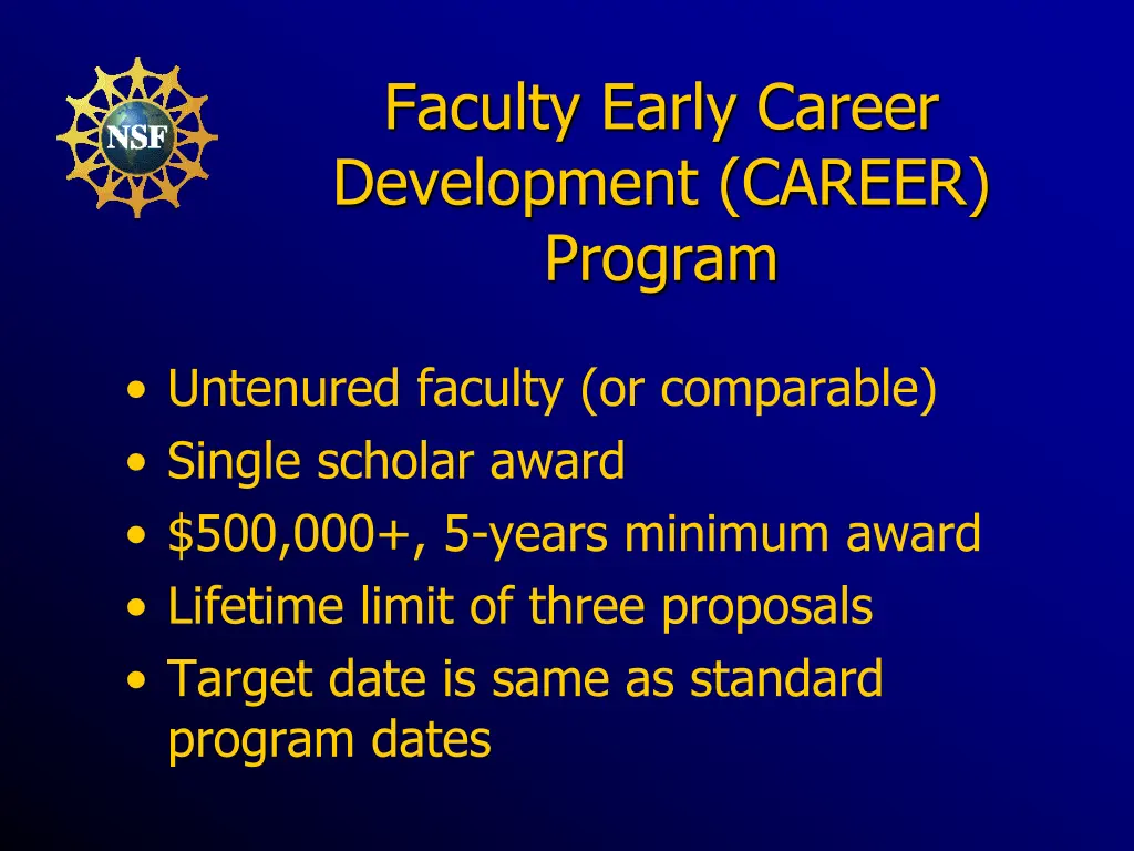 faculty early career development career program