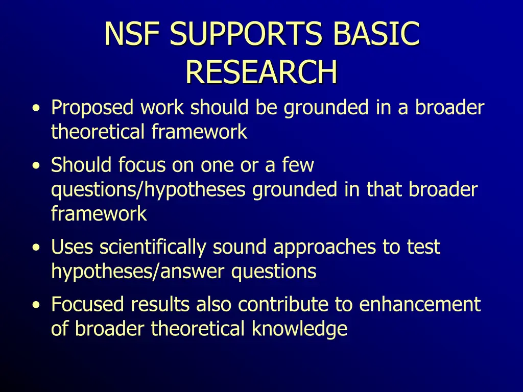 nsf supports basic research proposed work should