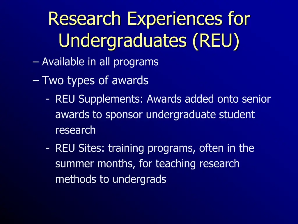 research experiences for undergraduates